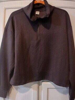 NWT-Ebb & Flow Athleisure cropped quarter-zip pullover, adjustable drawstring, S